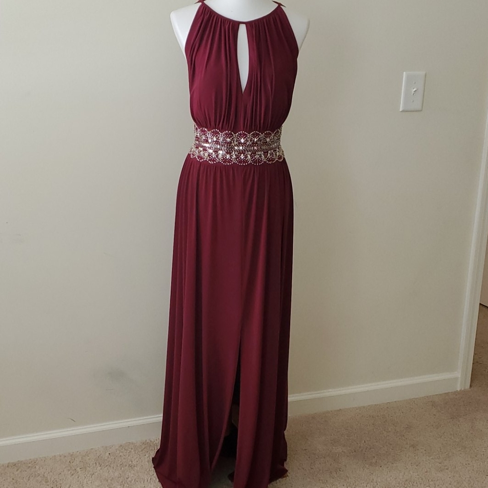 R&M Richards wine maxi length gown size 14w